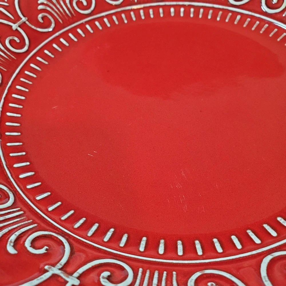 maioliche jessica made in italy Red 4‎ Tectured Handmade 11 1/8